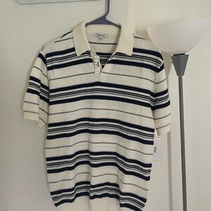 Madewell Men's Polo Shirt - Black and White